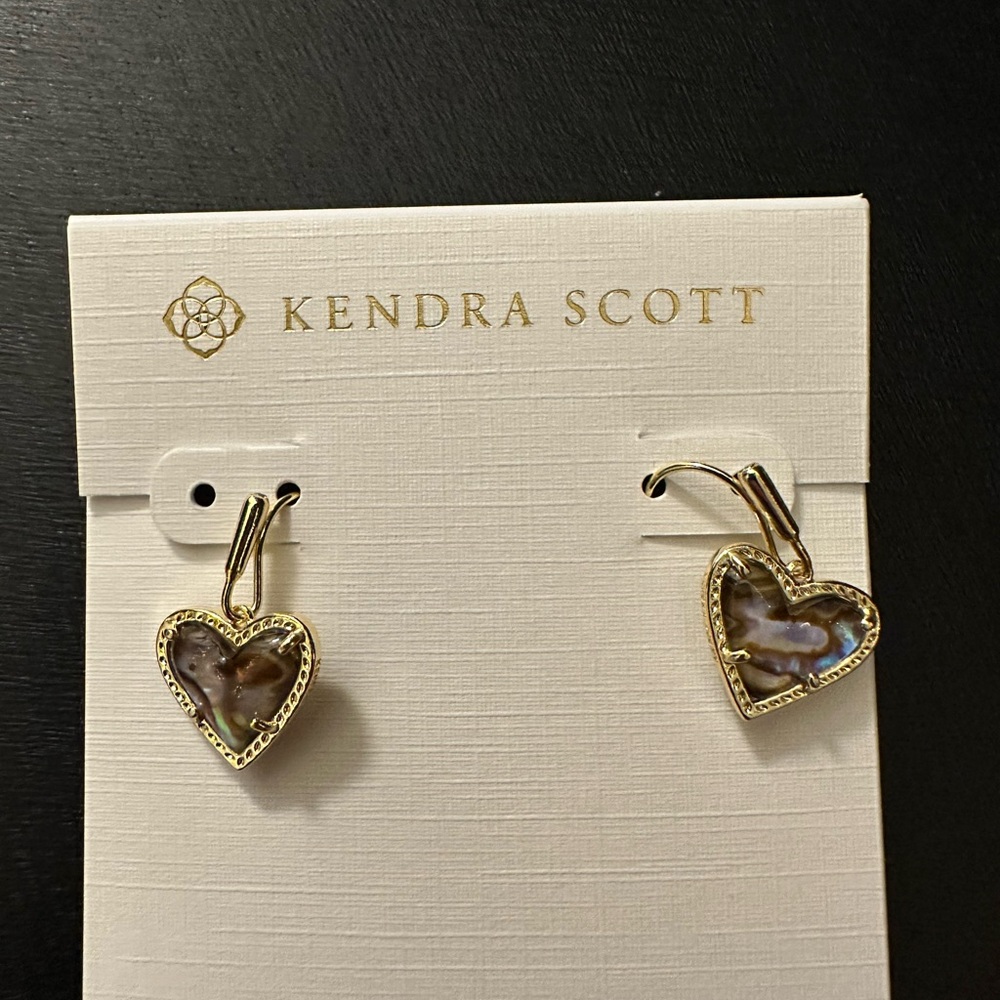 Kendra Scott Gold and Gray Heart Earrings